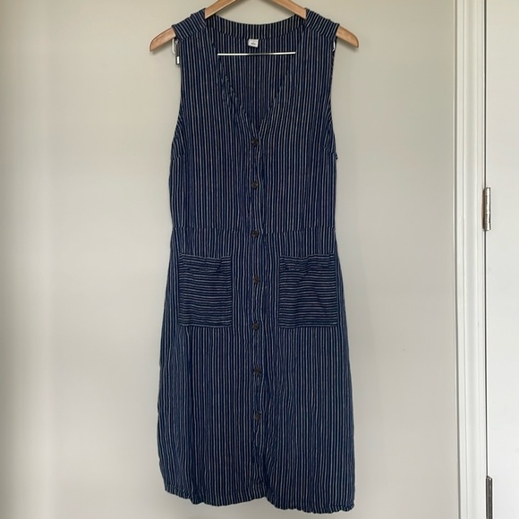 Old Navy Dresses & Skirts - LOld Navy Linen Blend Sleeveless Pinstripe Dress Sz L EUC